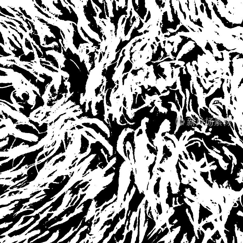 毛皮纺织垃圾纹理。黑色灰尘Scratchy Pattern。抽象的背景。矢量设计作品。变形的效果。裂缝。